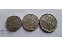 5, 25, 50 pesetas 1957 Spain