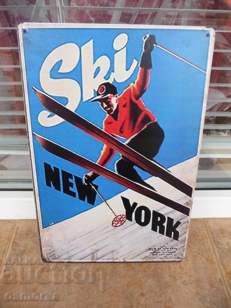 Metal sign, various Ski New York jumps slalom poles branded Metal sign, various Ski New York jumps slalom poles branded
