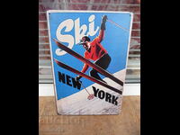 Metal sign, various Ski New York jumps slalom poles branded