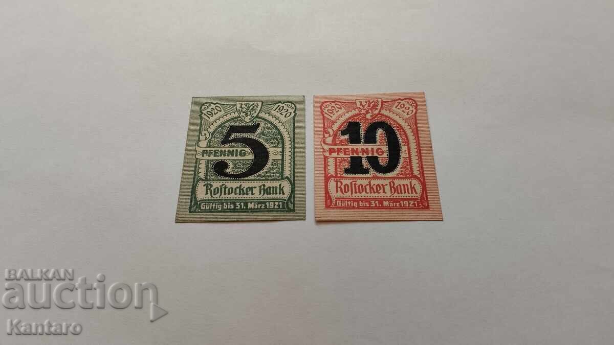 Banknote - GERMANY - 5 + 10 Pfennig - 1920 - Rostock - UNC with price 8.00 BGN | € 4.09 Banknote - GERMANY - 5 + 10 Pfennig - 1920 - Rostock - UNC with price 8.00 BGN | € 4.09
