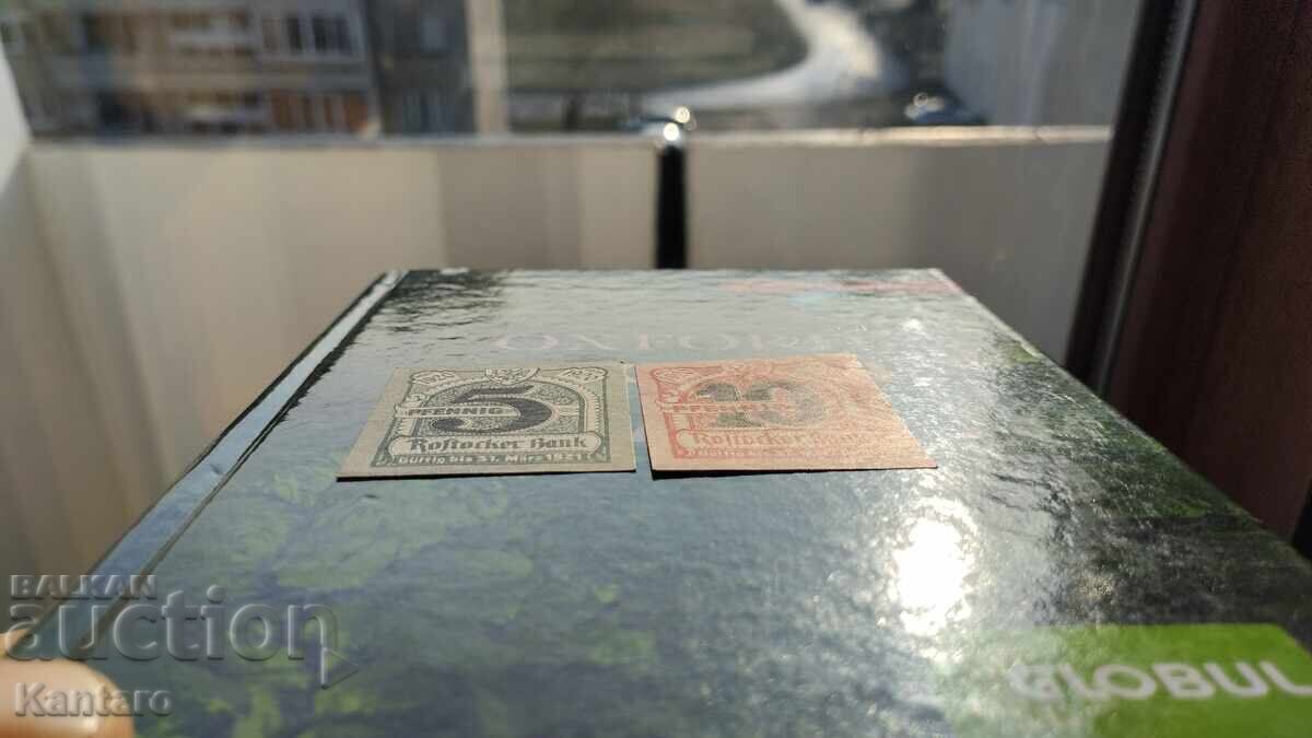 Banknote - GERMANY - 5 + 10 Pfennig - 1920 - Rostock - UNC - 5 Banknote - GERMANY - 5 + 10 Pfennig - 1920 - Rostock - UNC - 5