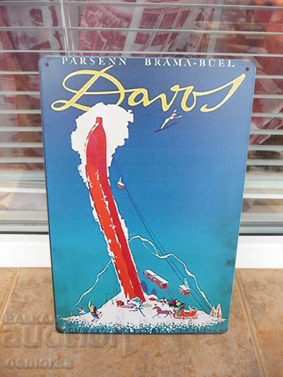 Placă metalică diverse Davos stațiune de schi Alpii Orientali Elveția Placă metalică diverse Davos stațiune de schi Alpii Orientali Elveția