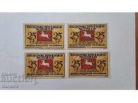 Банкнота - ГЕРМАНИЯ -25 пфенига-1921 г.- Брауншвайг-4 бр.UNC