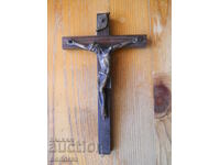 Vintage wooden wall cross with crucifix