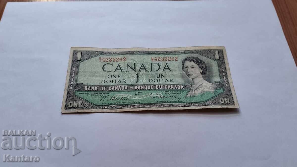 Banknote - CANADA - 1 dollar - 1954 with price 15.00 BGN | € 7.67 Banknote - CANADA - 1 dollar - 1954 with price 15.00 BGN | € 7.67