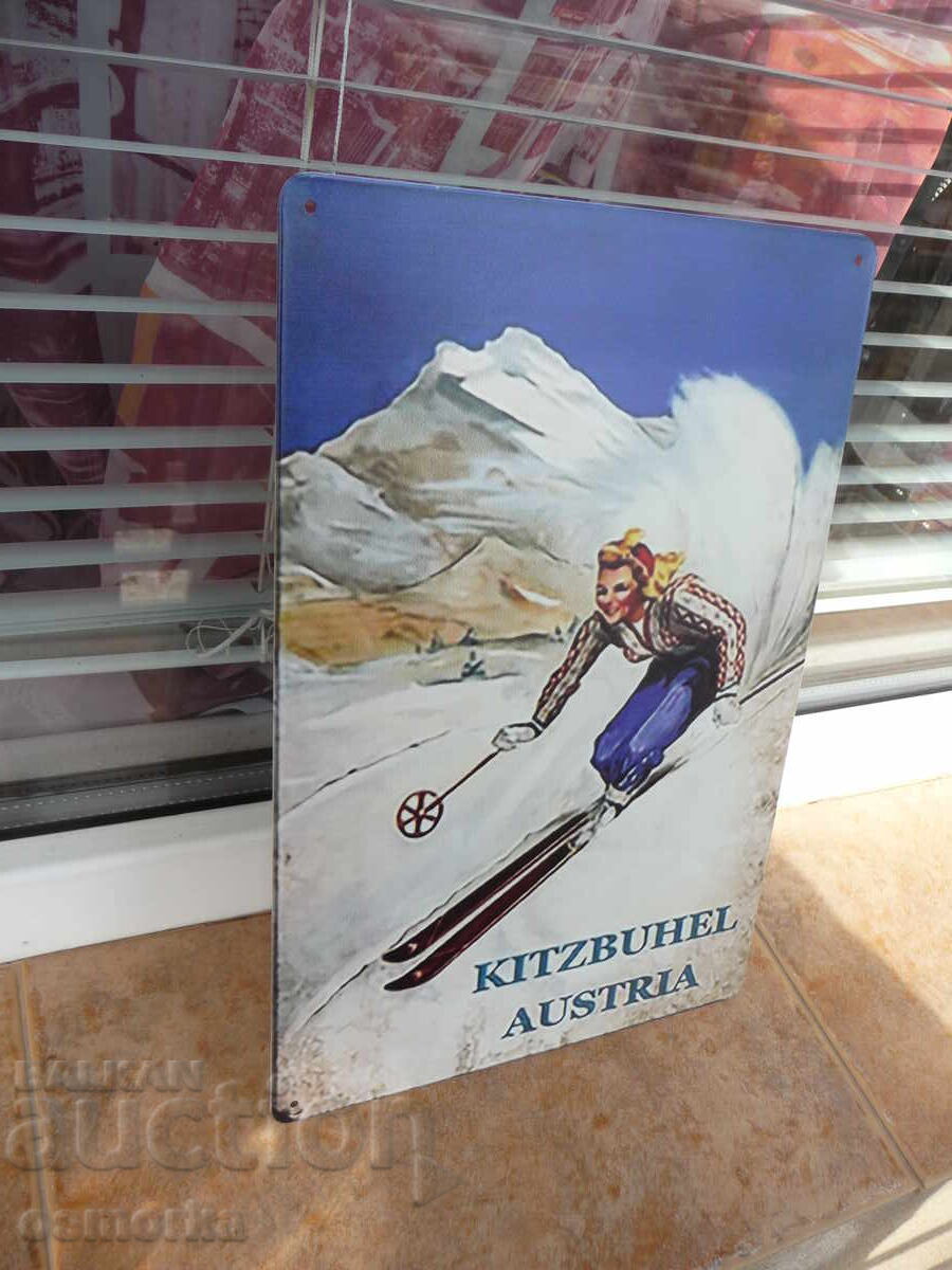 Metal sign various skis Kitzbühel Austria center winter resort with price 18.00 BGN | € 9.20 Metal sign various skis Kitzbühel Austria center winter resort with price 18.00 BGN | € 9.20