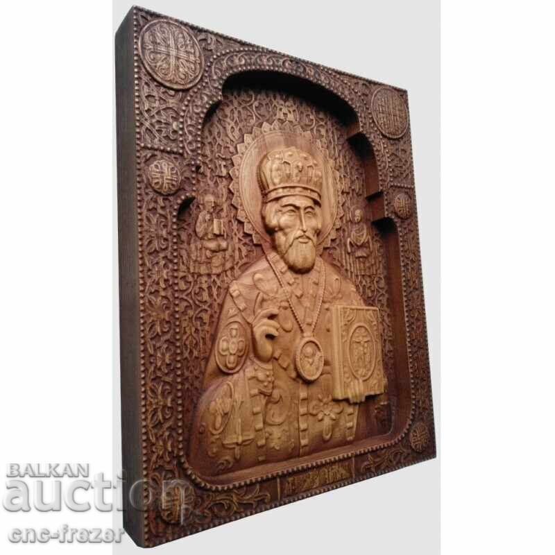 Аукцион Дърворезба икона "Николай Чудотворец" Аукцион Дърворезба икона "Николай Чудотворец"