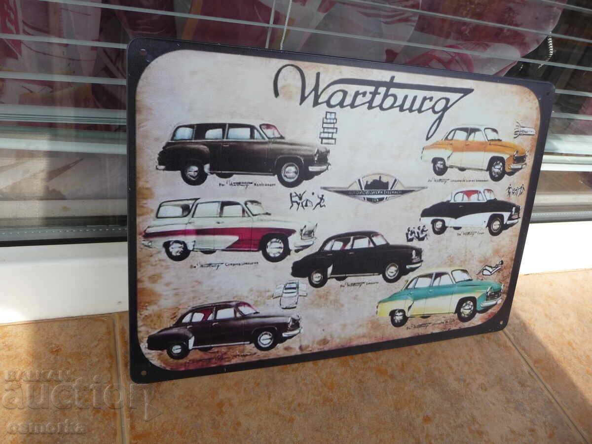 Placă metalică mașină Wartburg modele automobile GDR cu preț 18.00 BGN | € 9.20 Placă metalică mașină Wartburg modele automobile GDR cu preț 18.00 BGN | € 9.20