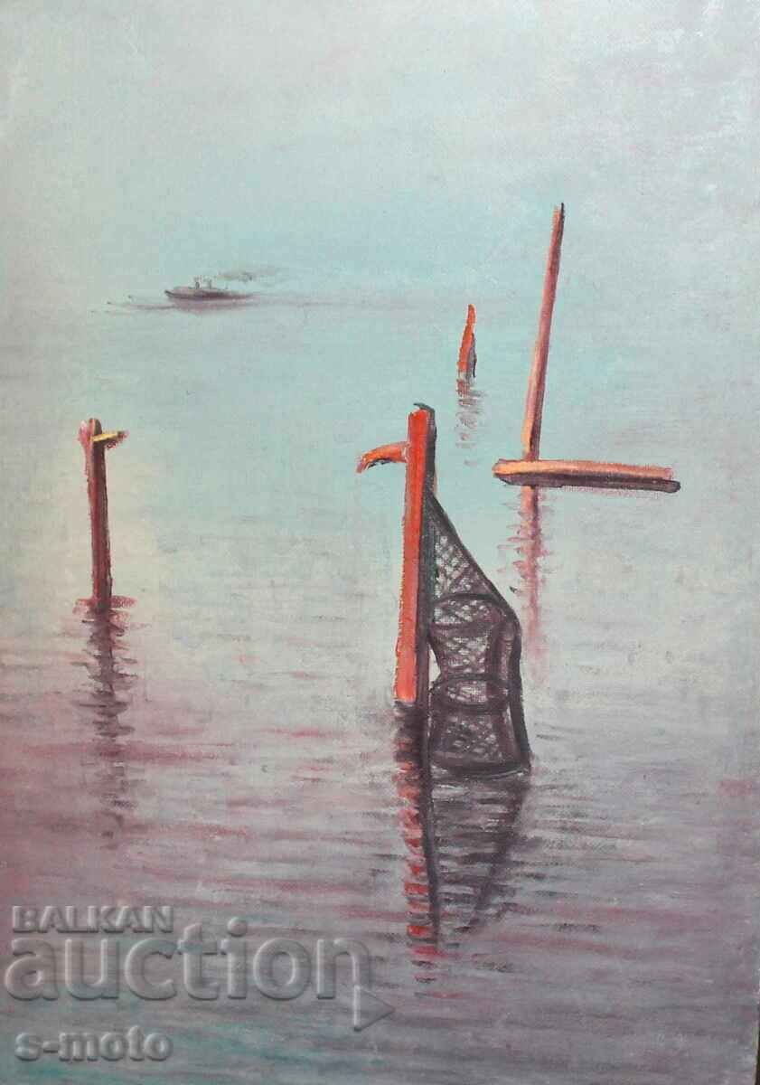 Стоян Домусчиев ( 1935 - 2021 ) маслени бои морски пейзаж Стоян Домусчиев ( 1935 - 2021 ) маслени бои морски пейзаж