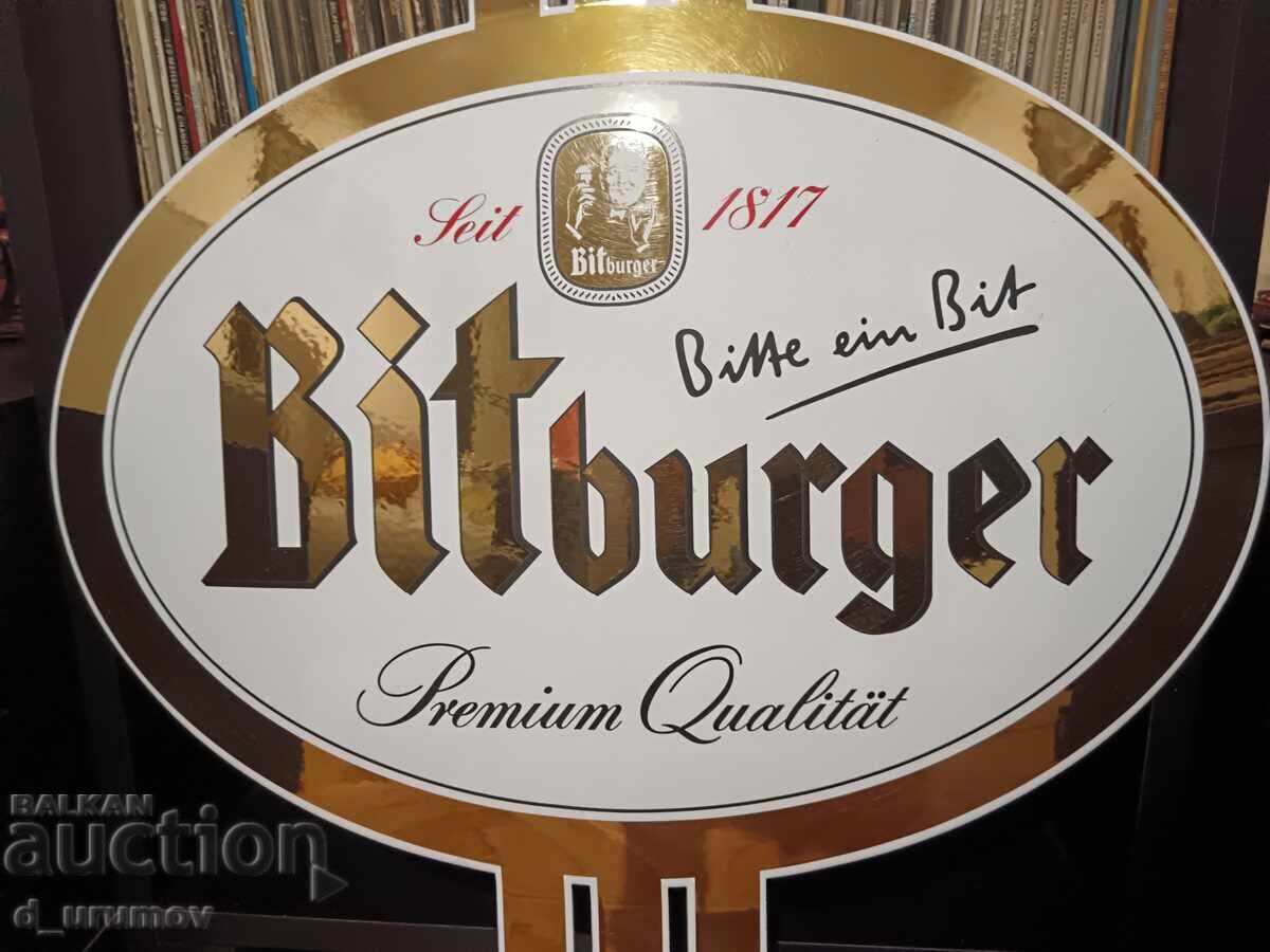 Enamelled Bitburger beer sign with price 80.00 BGN | € 40.90 Enamelled Bitburger beer sign with price 80.00 BGN | € 40.90