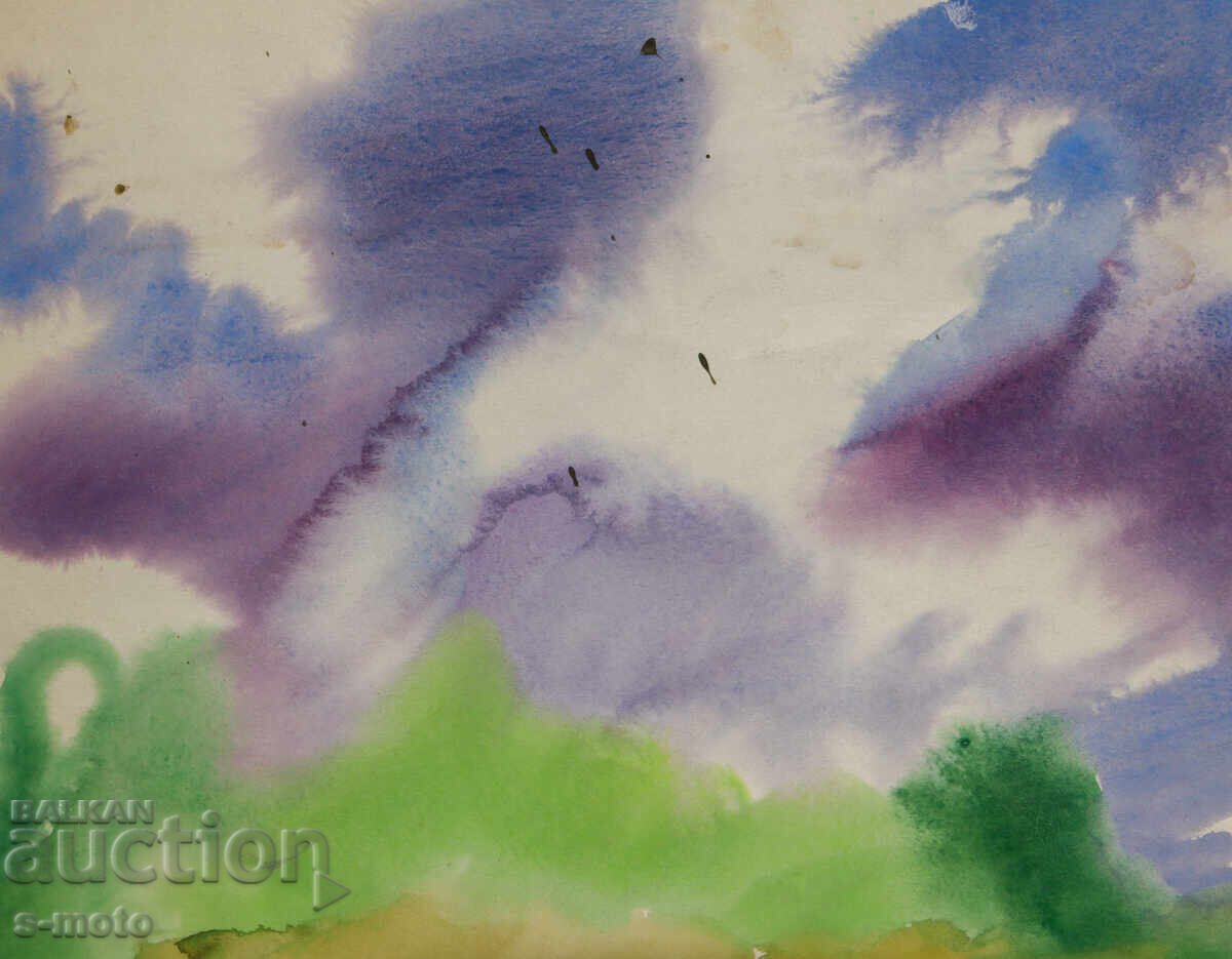 Аукцион Картина акварел абстрактен пейзаж Аукцион Картина акварел абстрактен пейзаж