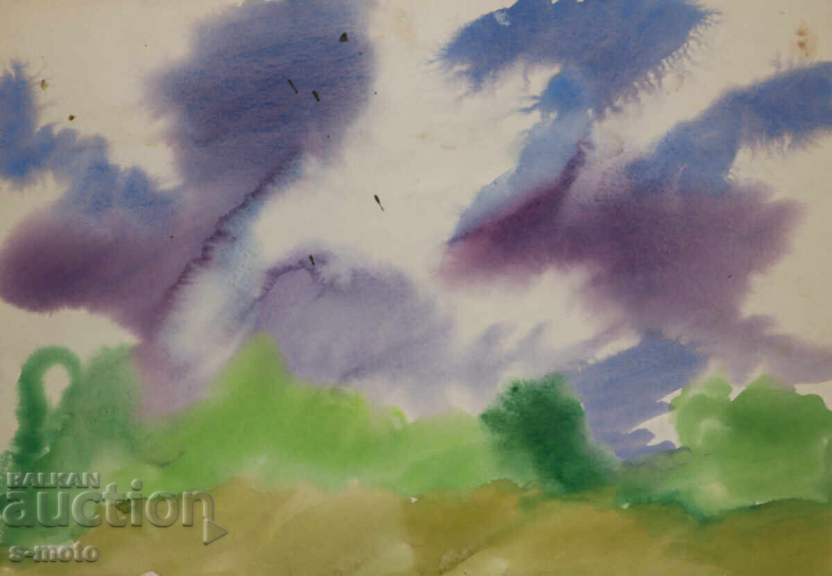 Картина акварел абстрактен пейзаж Картина акварел абстрактен пейзаж