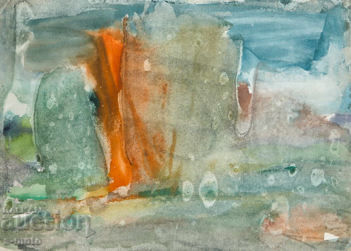 Аукцион Картина акварел абстрактен пейзаж Аукцион Картина акварел абстрактен пейзаж