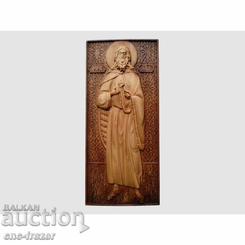 Wood carving icon of St. Elijah Wood carving icon of St. Elijah