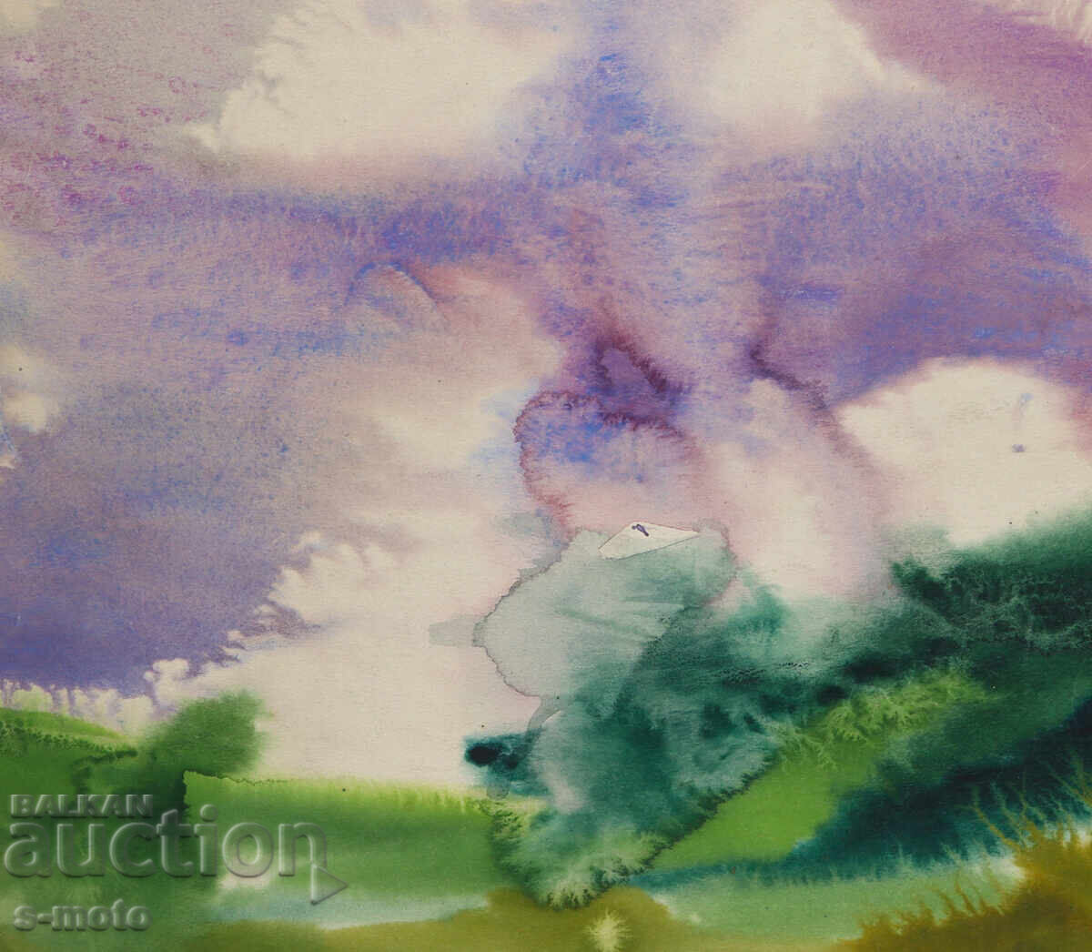 Аукцион Картина акварел абстрактен пейзаж Аукцион Картина акварел абстрактен пейзаж