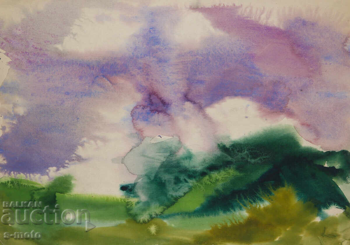 Картина акварел абстрактен пейзаж Картина акварел абстрактен пейзаж