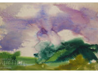 Картина акварел абстрактен пейзаж