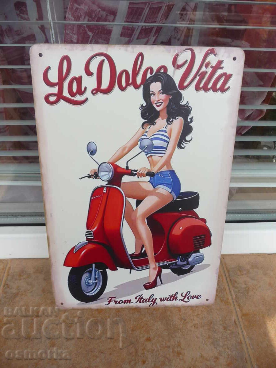 Μεταλλική πινακίδα μηχανή μοτοποδήλατο σκούτερ ιταλίδα σέξι γκόμενα Μεταλλική πινακίδα μηχανή μοτοποδήλατο σκούτερ ιταλίδα σέξι γκόμενα