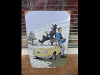 Μεταλλική πινακίδα αυτοκίνητο Fiat ιταλικό Fiatάκι σχέδιο νέοι