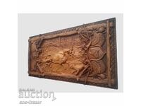 Wood carving "Boar Hunt"