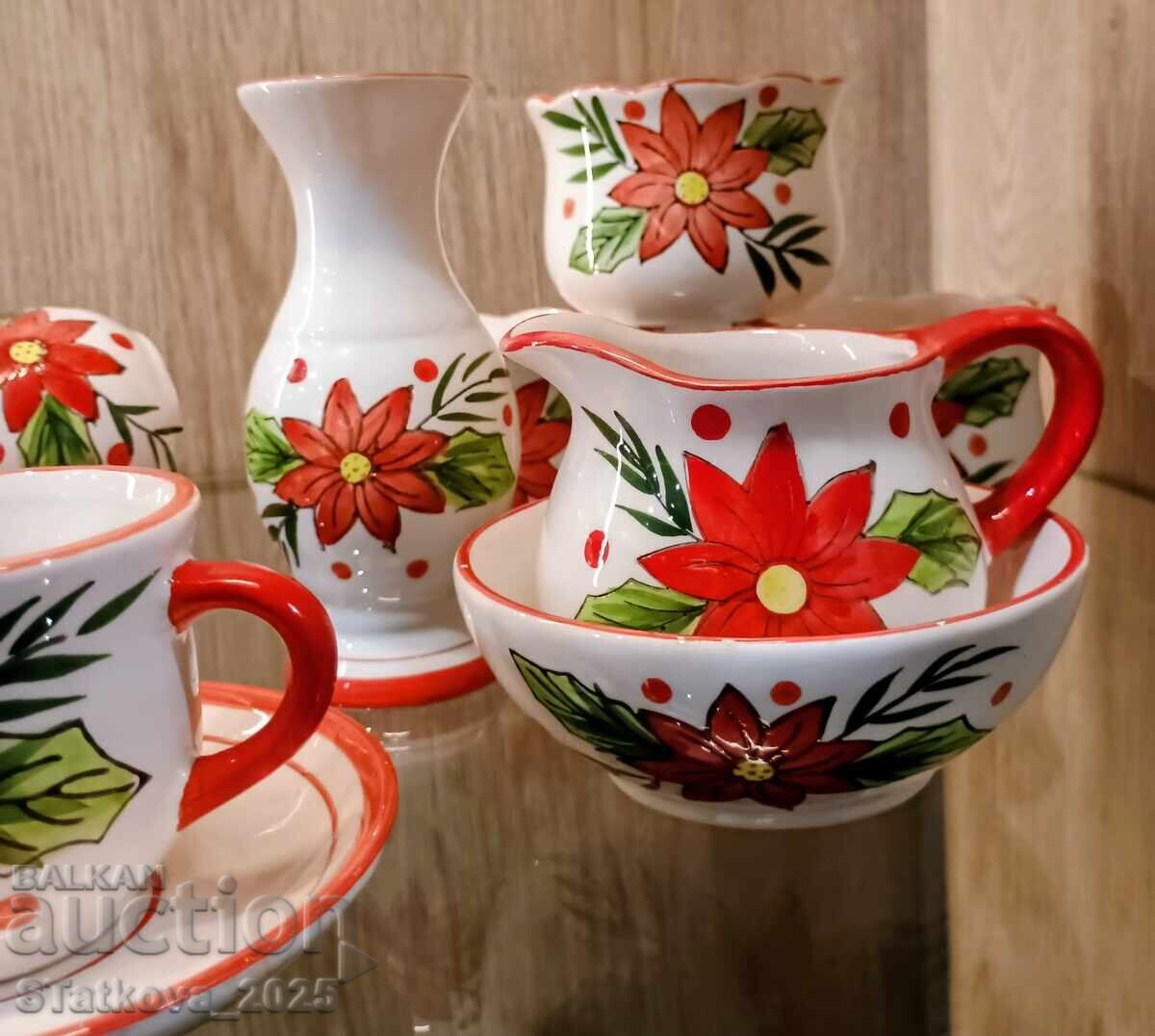 Set de cafea scurtă din ceramică, pictat manual cu preț 30.00 BGN | € 15.34 Set de cafea scurtă din ceramică, pictat manual cu preț 30.00 BGN | € 15.34