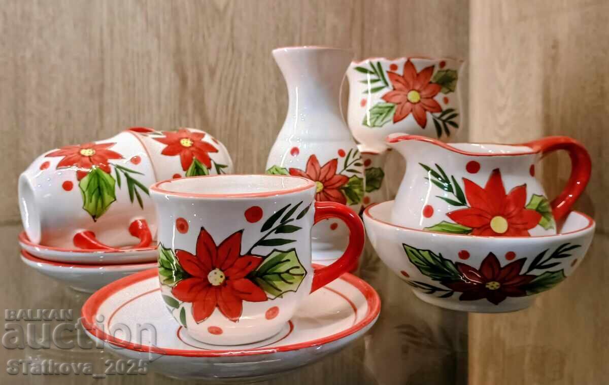 Licitație Set de cafea scurtă din ceramică, pictat manual Licitație Set de cafea scurtă din ceramică, pictat manual