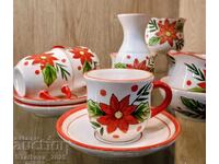 Set de cafea scurtă din ceramică, pictat manual