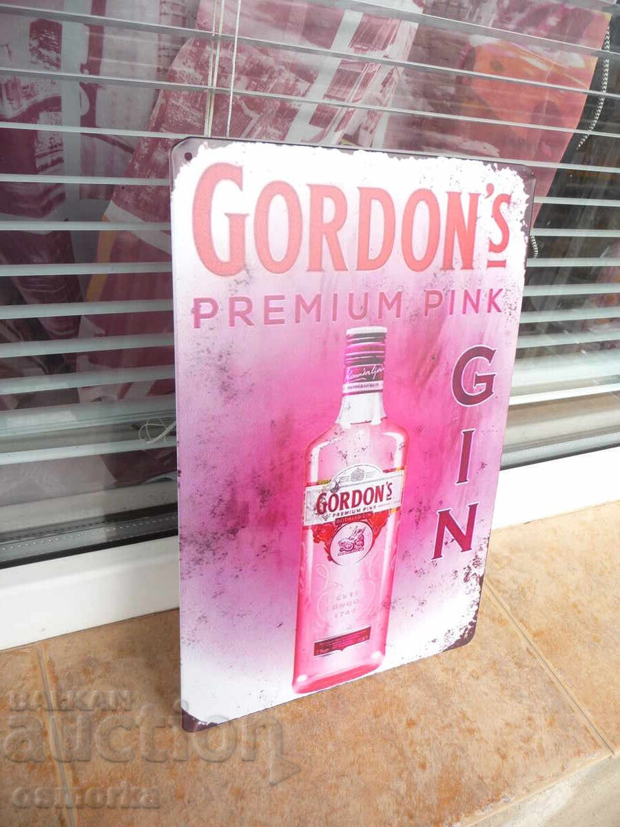 Metal sign gin Gordon's gin pink pink bottle Gordon's with price 18.00 BGN | € 9.20 Metal sign gin Gordon's gin pink pink bottle Gordon's with price 18.00 BGN | € 9.20