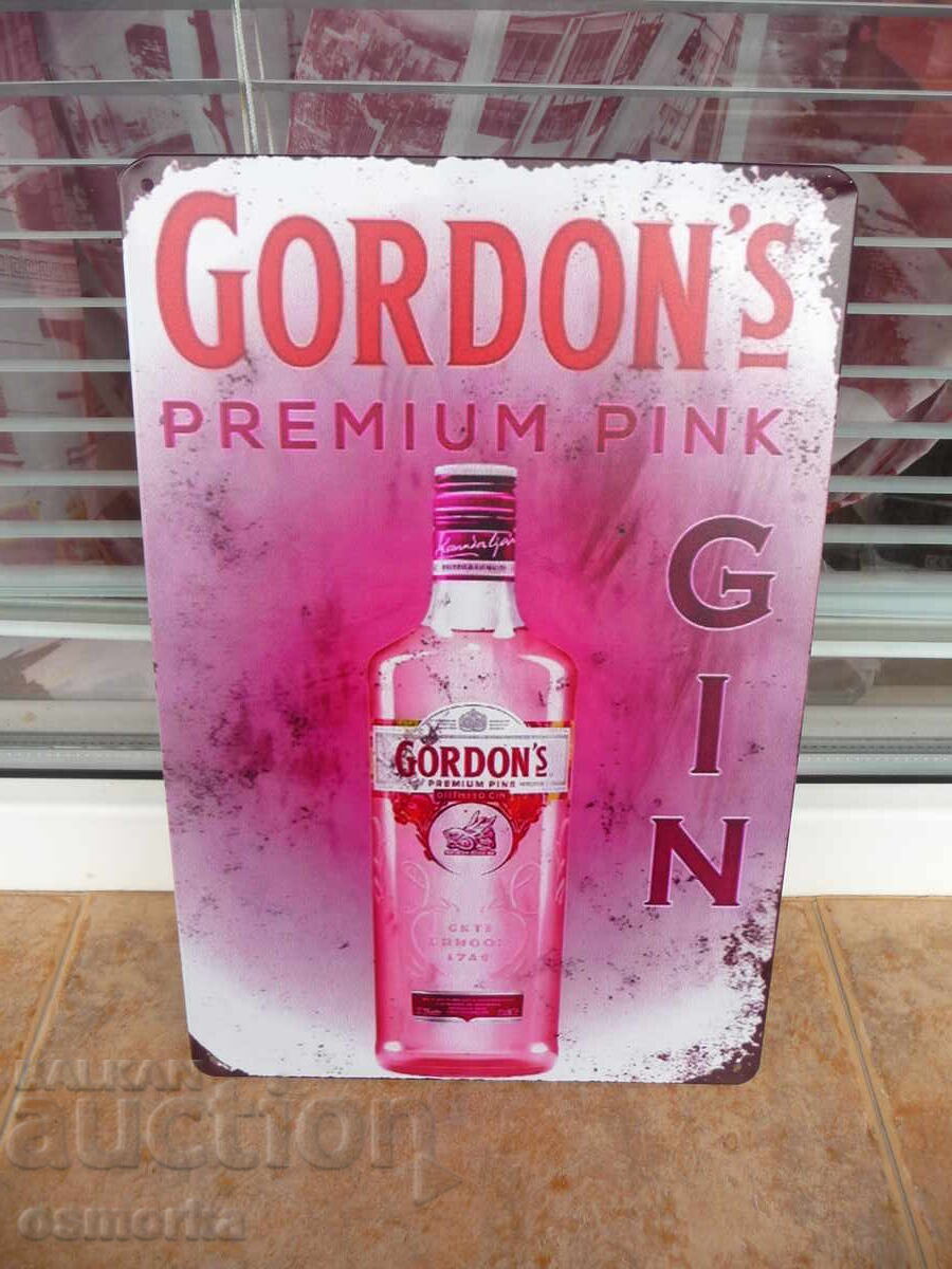 Metal sign gin Gordon's gin pink pink bottle Gordon's Metal sign gin Gordon's gin pink pink bottle Gordon's
