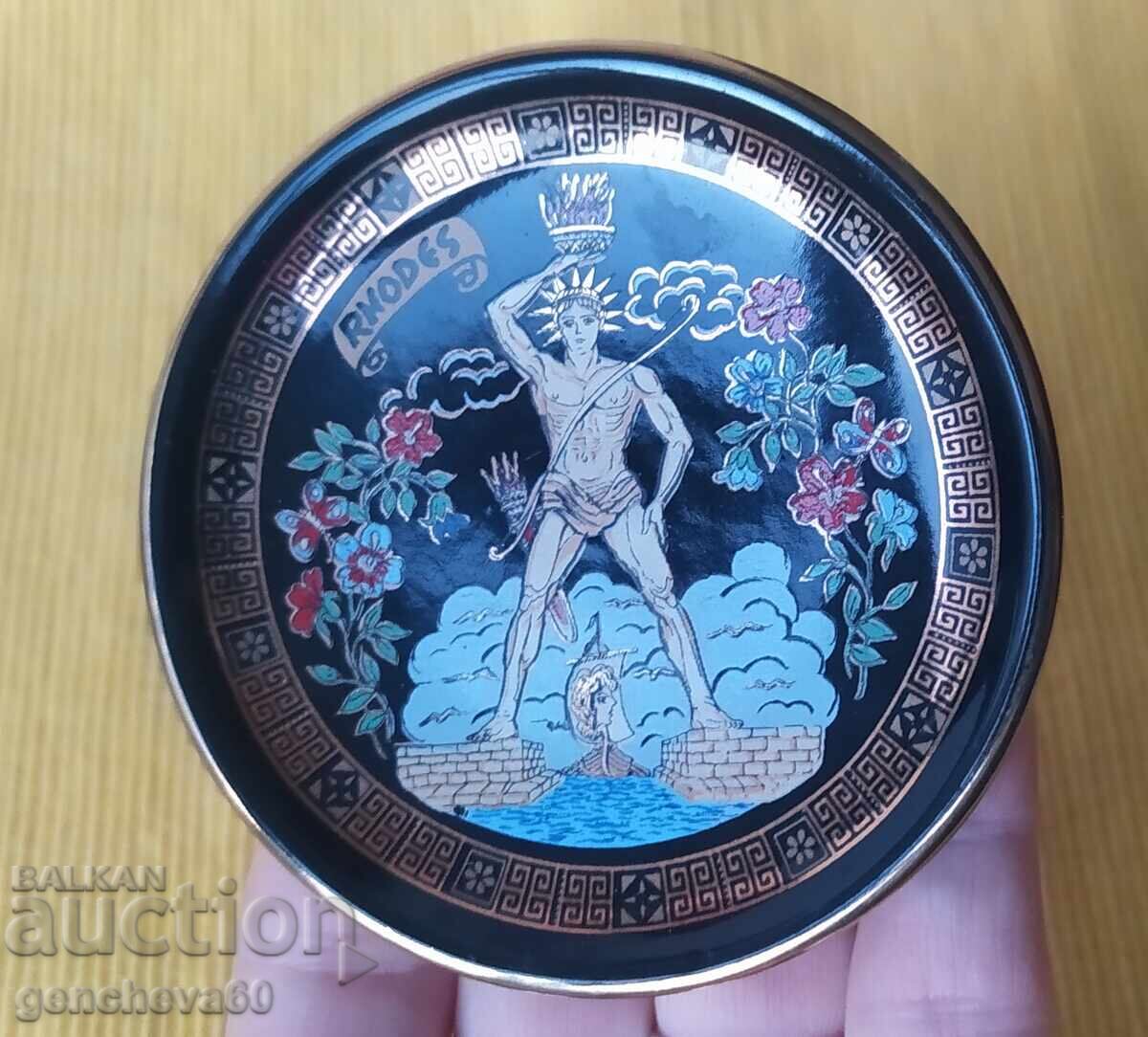 Farfurie grecească Kolos Rodos - lucrată manual 24k GOLD - 6 Farfurie grecească Kolos Rodos - lucrată manual 24k GOLD - 6