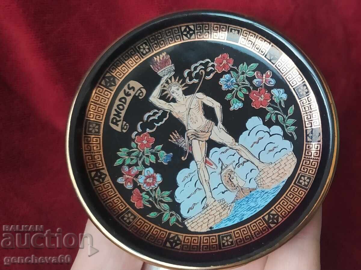 Farfurie grecească Kolos Rodos - lucrată manual 24k GOLD Farfurie grecească Kolos Rodos - lucrată manual 24k GOLD