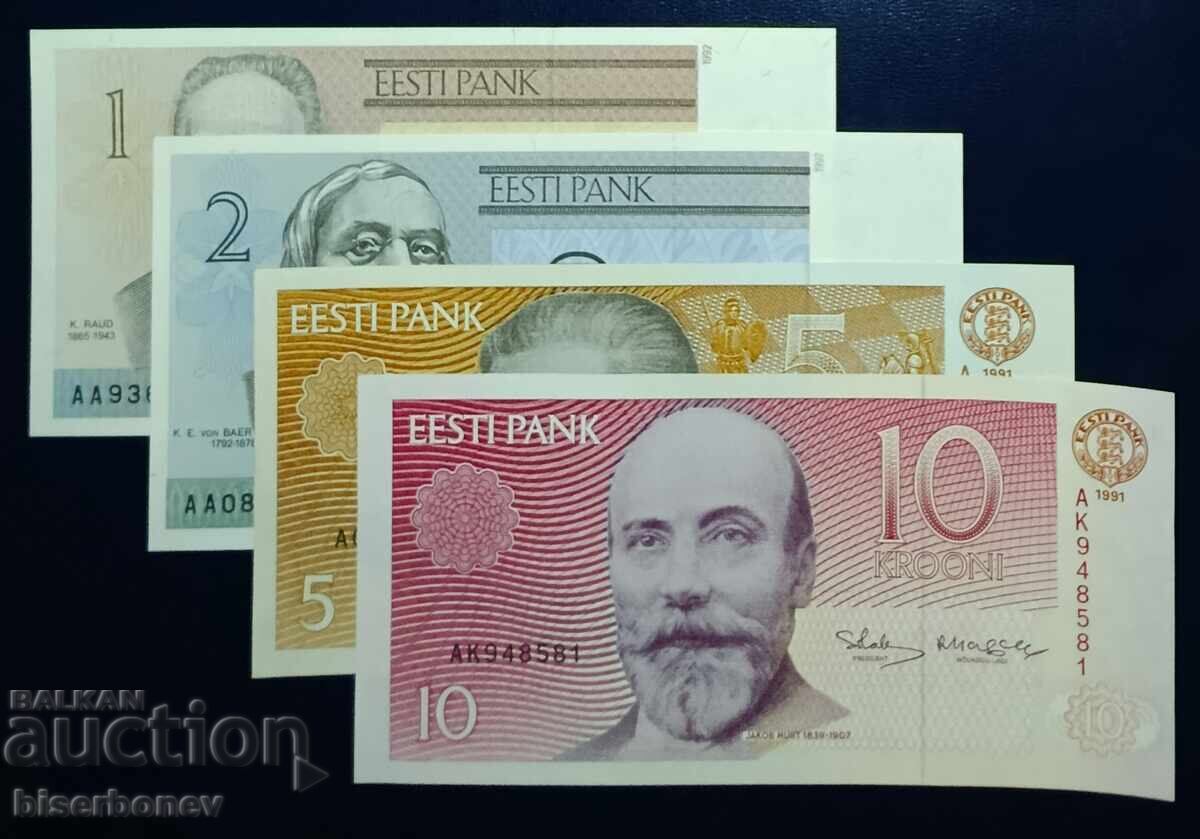 Εσθονία, παρτίδα από 1, 2, 5 και 10 κρόνες 1991-1992, UNC Εσθονία, παρτίδα από 1, 2, 5 και 10 κρόνες 1991-1992, UNC