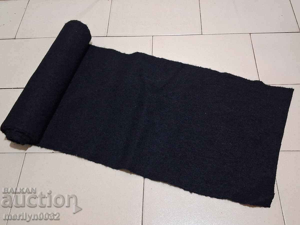 Roll of old, hand-woven wool fabric 3.8/0.36m black broadcloth Roll of old, hand-woven wool fabric 3.8/0.36m black broadcloth