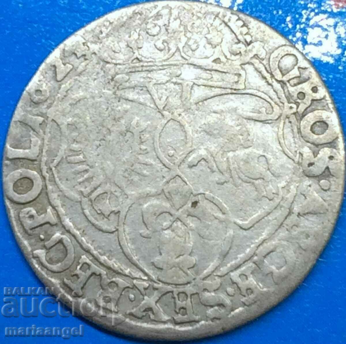 Poland 6 groszy (Szestak) 1624 Sigismund III Vase silver - rare - 7