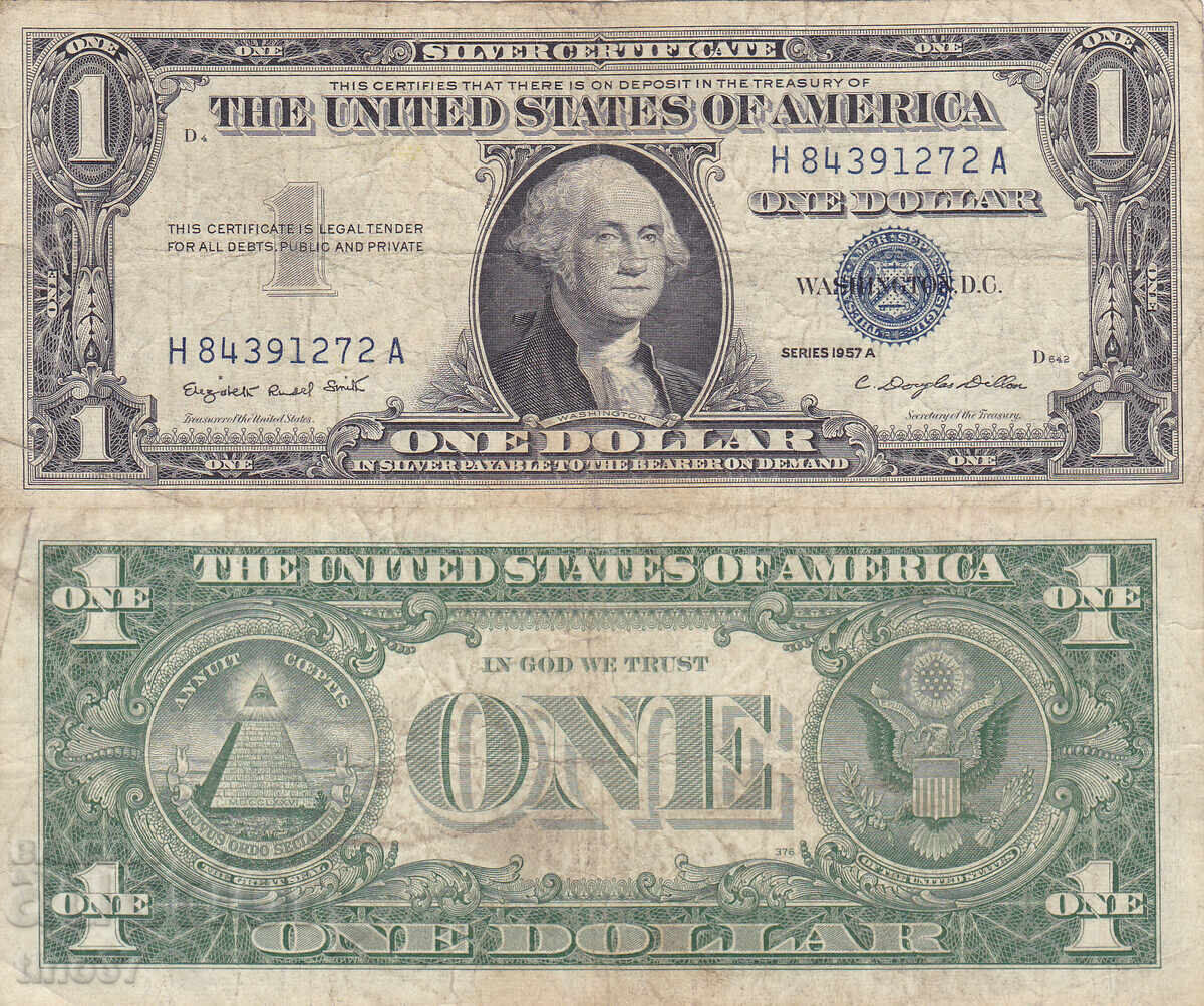 tino37- САЩ /USA/- 1 ДОЛАР-/SILVER CERTIFICATE/ - 1957г tino37- САЩ /USA/- 1 ДОЛАР-/SILVER CERTIFICATE/ - 1957г