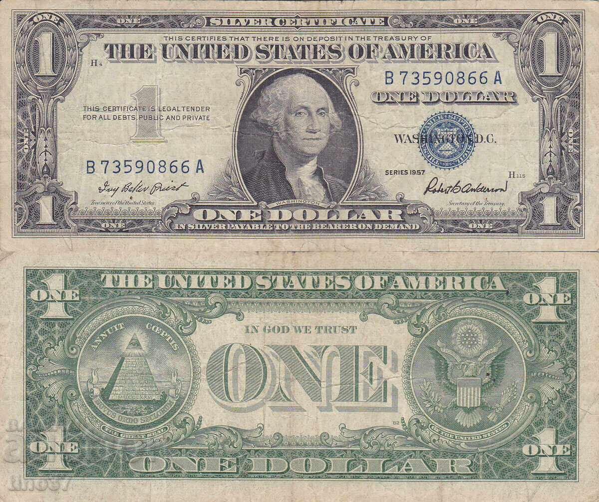 tino37- САЩ /USA/- 1 ДОЛАР-/SILVER CERTIFICATE/ - 1957г tino37- САЩ /USA/- 1 ДОЛАР-/SILVER CERTIFICATE/ - 1957г