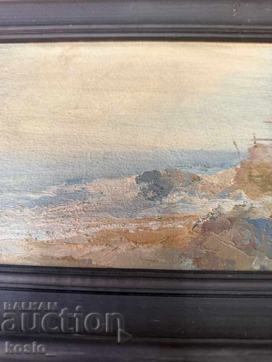 Аукцион Стара картина море , масло , подписана Аукцион Стара картина море , масло , подписана