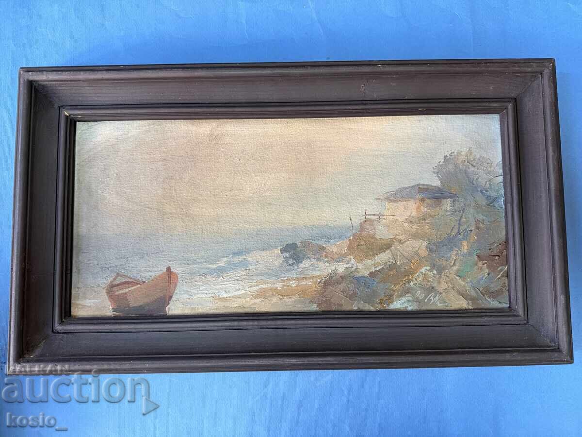 Стара картина море , масло , подписана Стара картина море , масло , подписана