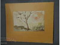 Παλιά Μαστορική ζωγραφική εικόνα ακουαρέλα τοπίο αφαίρεση