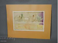 Παλιά Μαστορική ζωγραφική εικόνα ακουαρέλα τοπίο αφαίρεση