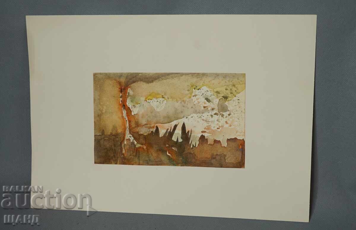 Παλιά Μαστορική ζωγραφική εικόνα ακουαρέλα τοπίο αφαίρεση