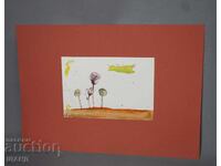 Παλιά Μαστορική ζωγραφική εικόνα ακουαρέλα τοπίο αφαίρεση