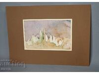 Παλιά Μαστορική ζωγραφική εικόνα ακουαρέλα τοπίο αφαίρεση