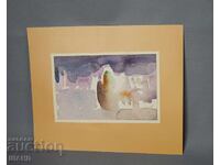 Παλιά Μαστορική ζωγραφική εικόνα ακουαρέλα τοπίο αφαίρεση