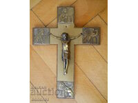 Vintage wooden wall cross with crucifix