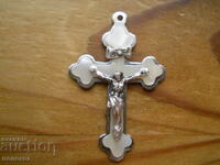 Metal cross with mother-of-pearl inlay