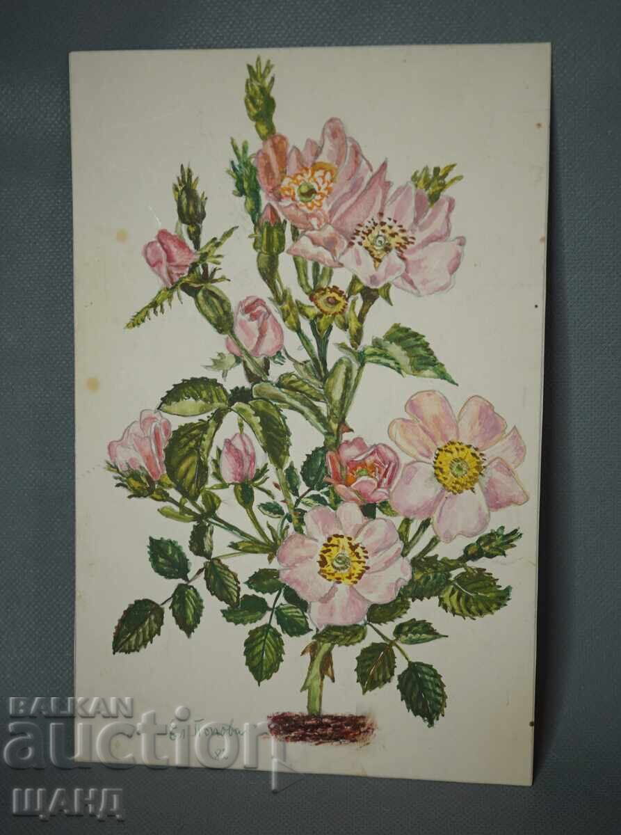 1982 Έλενα Ποπόβα Ζωγραφική Πίνακας Ελβετική Αλπική Ρόδο 1982 Έλενα Ποπόβα Ζωγραφική Πίνακας Ελβετική Αλπική Ρόδο