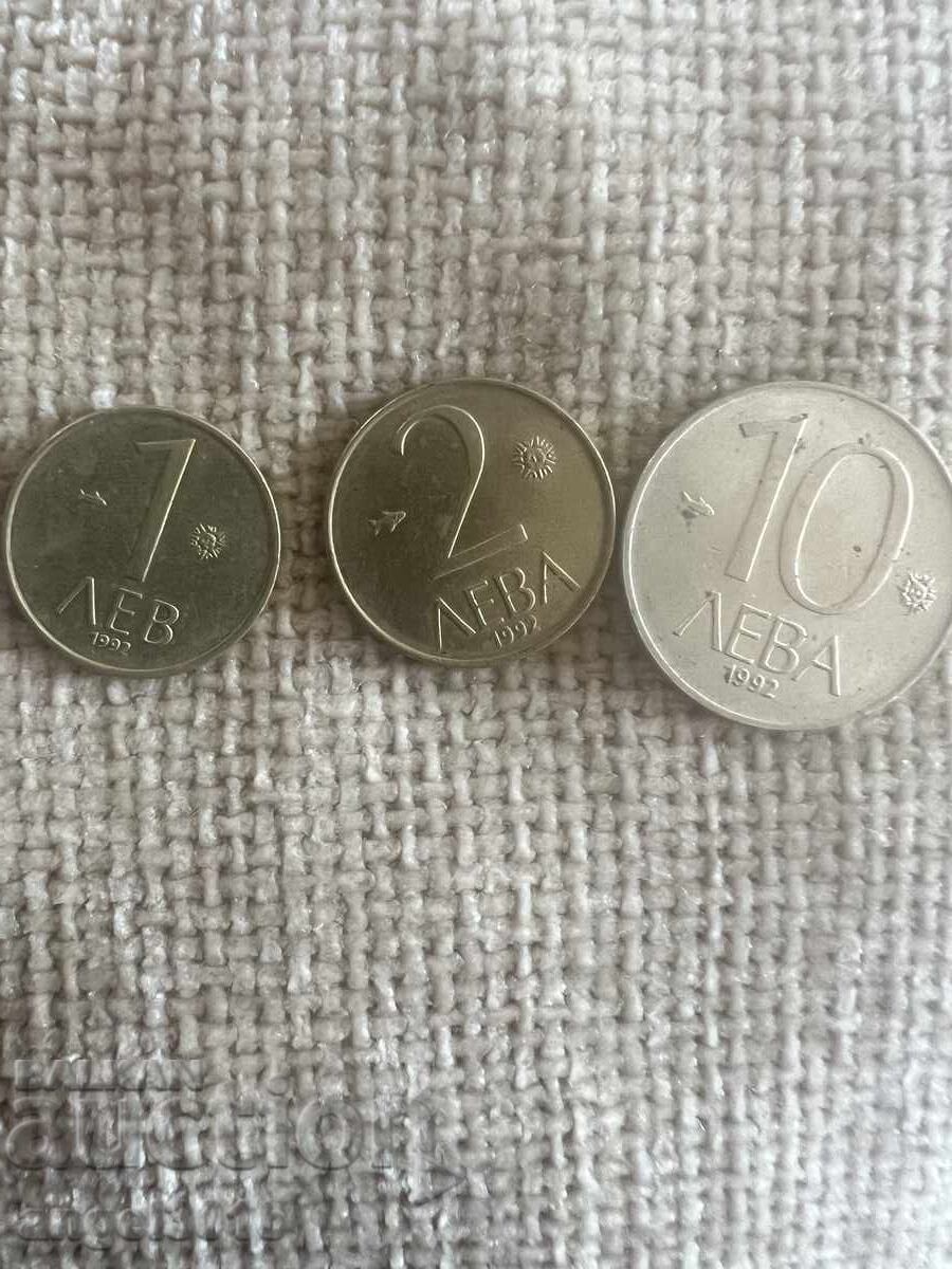 1992 Monede 1,2,10 lei 1992 Monede 1,2,10 lei