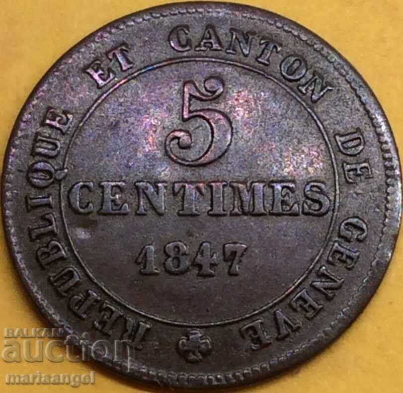 Παράδοση 5 λεπτά 1847 Ελβετία καντόνι της Γενεύης Παράδοση 5 λεπτά 1847 Ελβετία καντόνι της Γενεύης