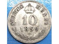 10 kreĭtseri 1859 Austria pentru Italia Veneția V-Venice Veneția